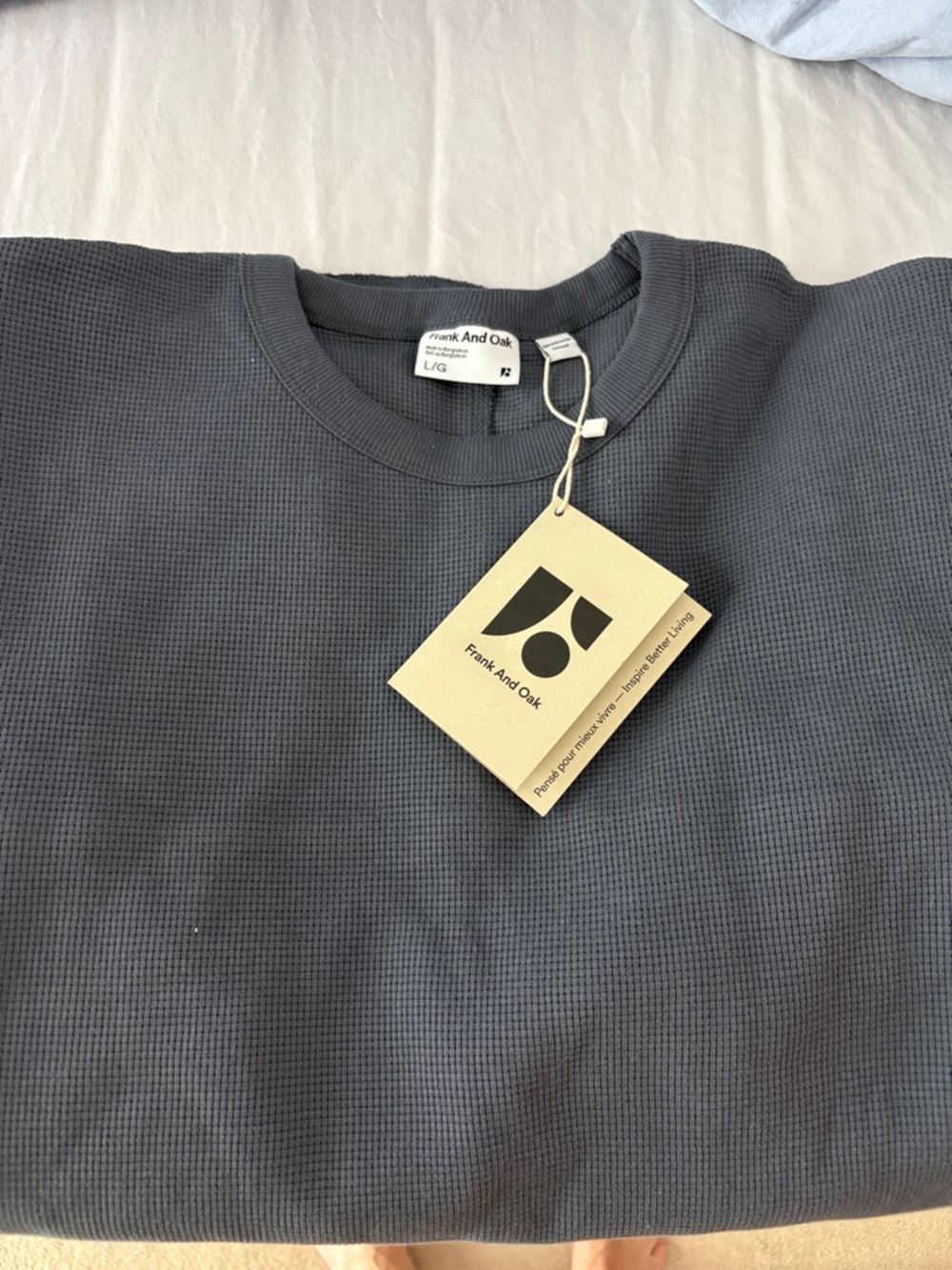 Frank & Oak Men's Crewneck Waffle Sweater - Slate Gray